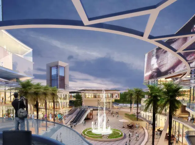 M3M 65th Avenue – fountain plaza with escalators (artist's impression)