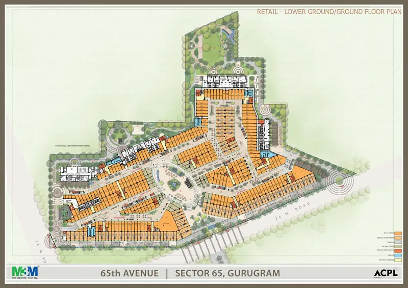 Lower Ground / Ground Floor – retail plan floor plan, M3M 65th Avenue