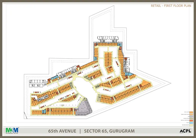 First Floor – retail plan floor plan, M3M 65th Avenue