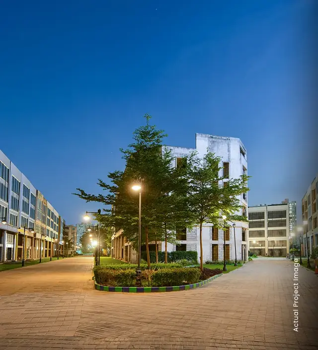 M3M 84 Market – completed shop-cum-office buildings at dusk
