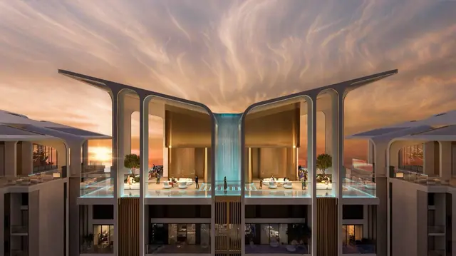M3M Altitude – Air Lounge and waterfall at the tower crown (artist's impression)