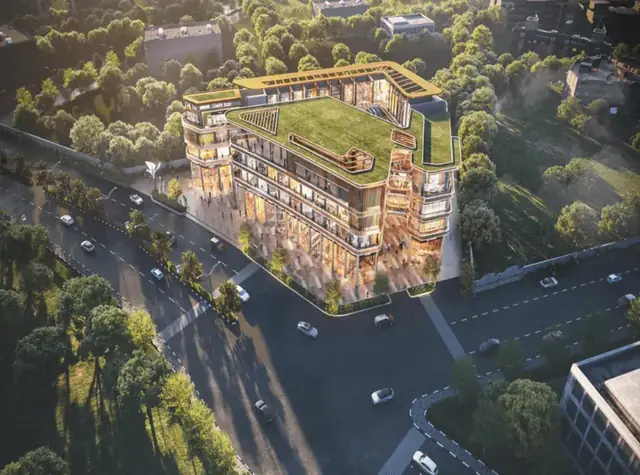 M3M Atrium57 – aerial view with road frontage on three sides (artist's impression)