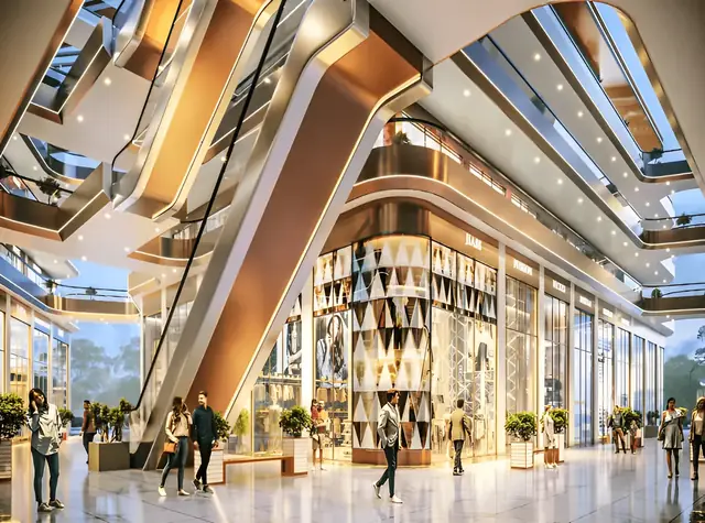 M3M Atrium57 – multi-level central atrium with escalators (artist's impression)