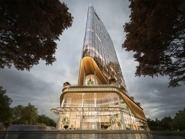 M3M CFC – glass office tower with sculpted podium (artist's impression)