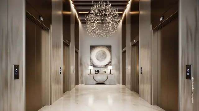 M3M CFC – lift lobby with high-speed elevators (artist's impression)