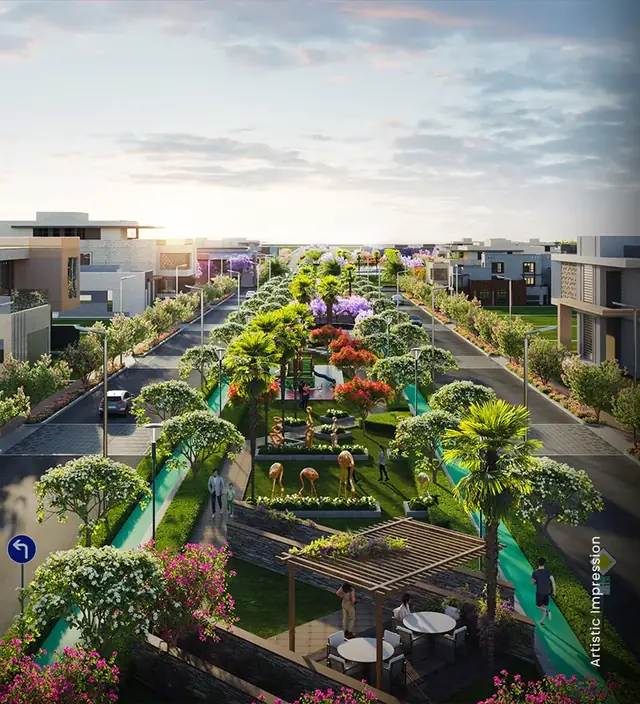 M3M City of Dreams – landscaped boulevard between residences (artist's impression)