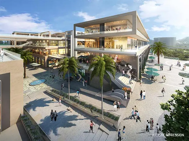 M3M Corner Walk – open plaza with escalators and terraces (artist's impression)