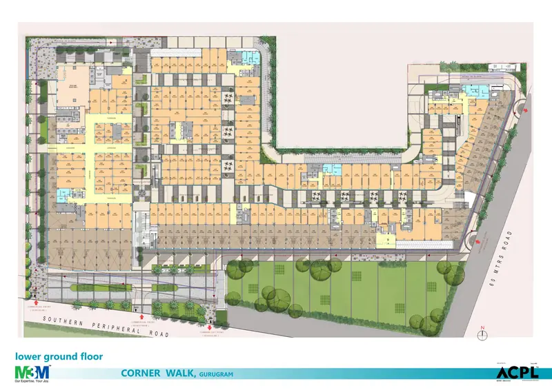 Lower ground floor – shops 145 – 2,000 sq.ft floor plan, M3M Corner Walk
