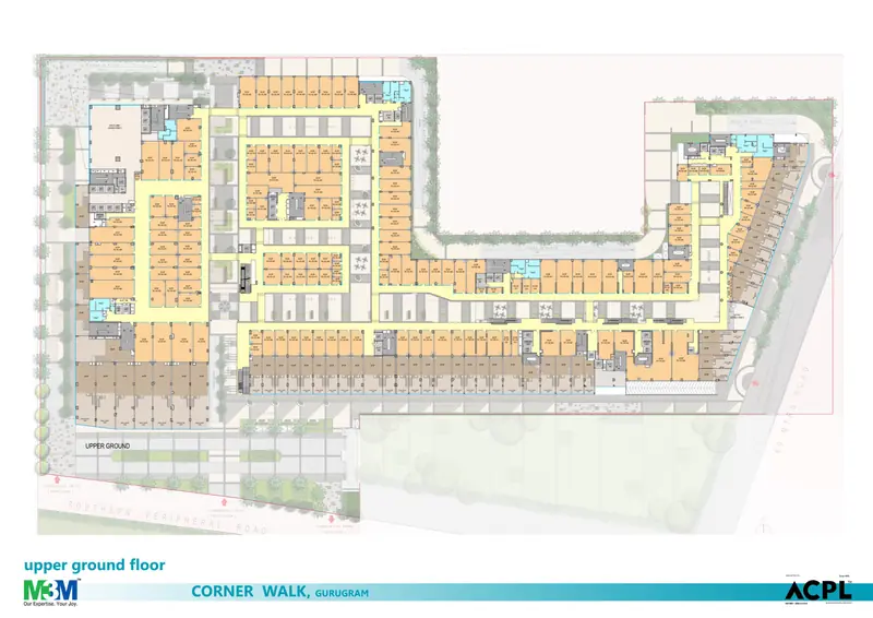 Upper ground floor – shops 183 – 2,000 sq.ft floor plan, M3M Corner Walk