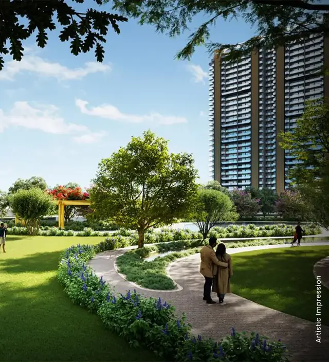 M3M Crown – central greens and walking paths (artist's impression)