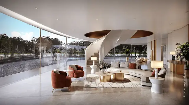 M3M Crown – clubhouse lounge with lake views (artist's impression)