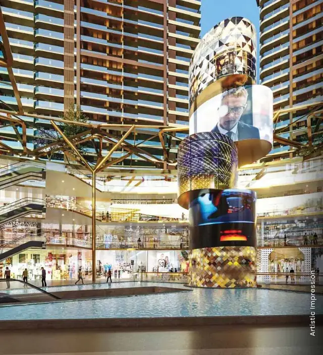 M3M Cullinan Avenue, atrium with a media tower and water feature (artist's impression)