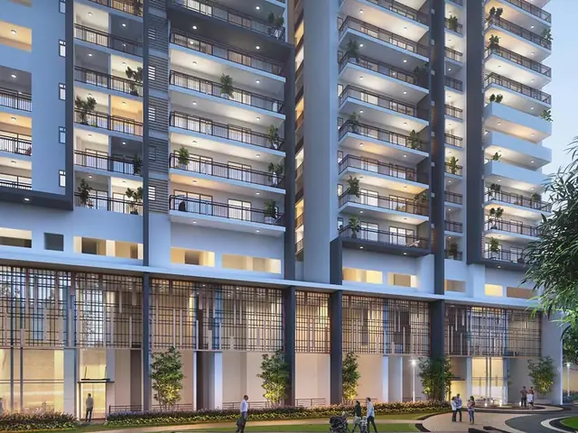 M3M Duo High – tower facade at dusk (artist's impression)