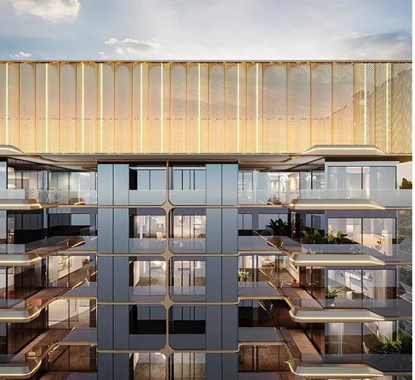 M3M Residences by Elie Saab – glass facade and metal crest (artist's impression)