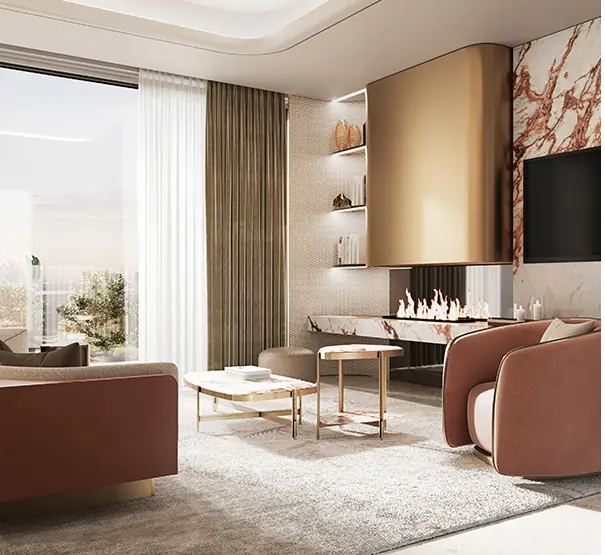 M3M Residences by Elie Saab – living room with grand ceiling height (artist's impression)