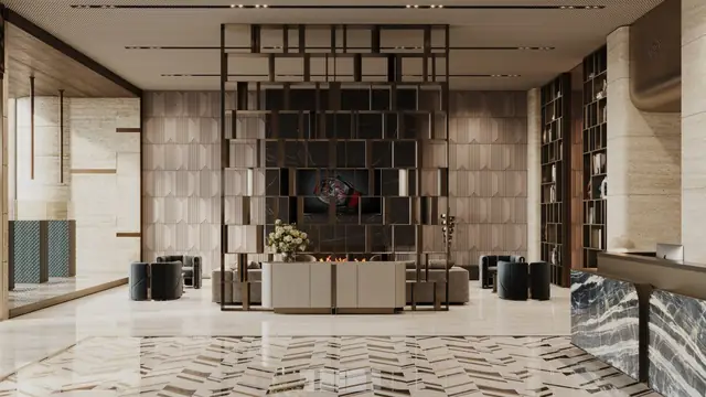M3M Franck Muller Residences – reception lobby: Artistic impression of the Franck Muller branded residences in Dubai, shown for brand reference only – not a depiction of M3M Franck Muller Residences, Gurgaon