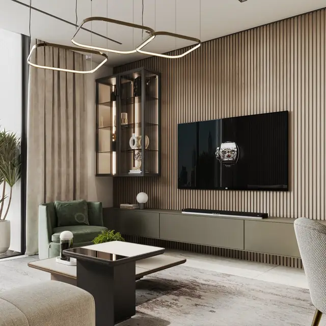 M3M Franck Muller Residences – living room: Artistic impression of the Franck Muller branded residences in Dubai, shown for brand reference only – not a depiction of M3M Franck Muller Residences, Gurgaon