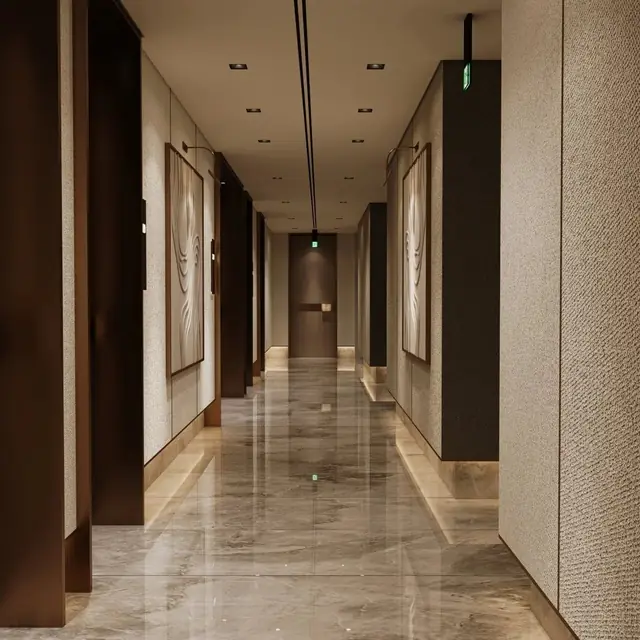 M3M Franck Muller Residences – residential corridor: Artistic impression of the Franck Muller branded residences in Dubai, shown for brand reference only – not a depiction of M3M Franck Muller Residences, Gurgaon