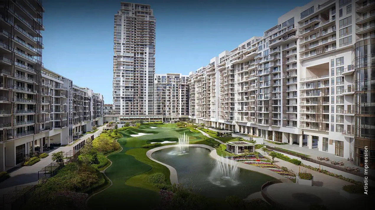 M3M Golf Estate – Fairway West towers around the golf course and lake (artist's impression)