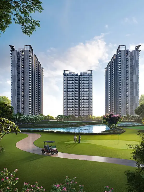 M3M Golf Hills – towers overlooking the golf greens (artist's impression)
