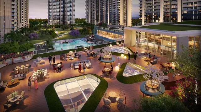 M3M Golf Hills – clubhouse deck and pool (artist's impression)