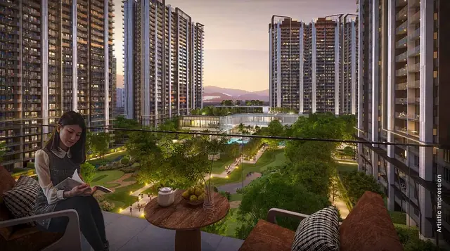 M3M Golf Hills – balcony view over the central landscape (artist's impression)