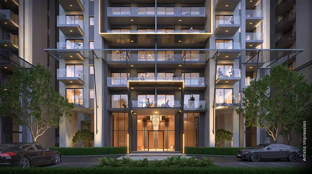 M3M Golf Hills – double-height tower entrance (artist's impression)