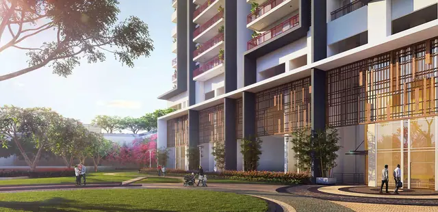 M3M Heights – tower entrance and landscaped forecourt (artist's impression)