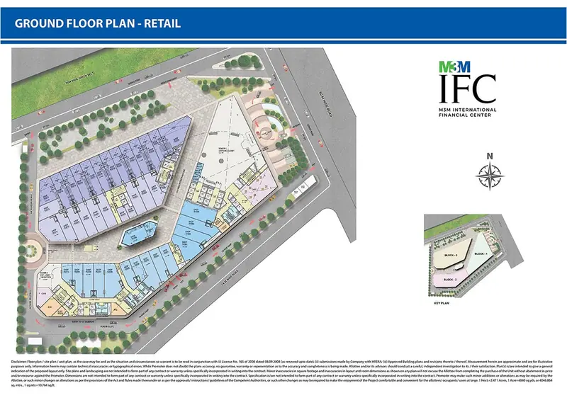 Ground floor retail plan floor plan, M3M IFC