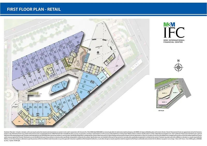 First floor retail plan floor plan, M3M IFC