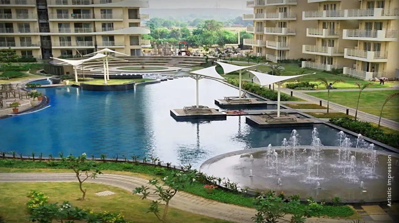 M3M Ikonic – water body and fountains in the central greens (artist's impression)