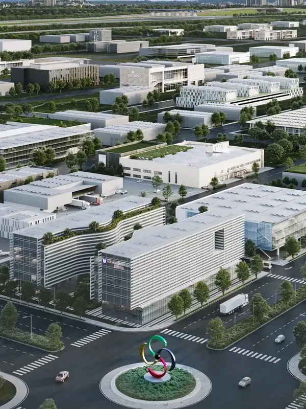 Industrial and business buildings around a roundabout at M3M Innovation Park, GIC Manesar (artist's impression)