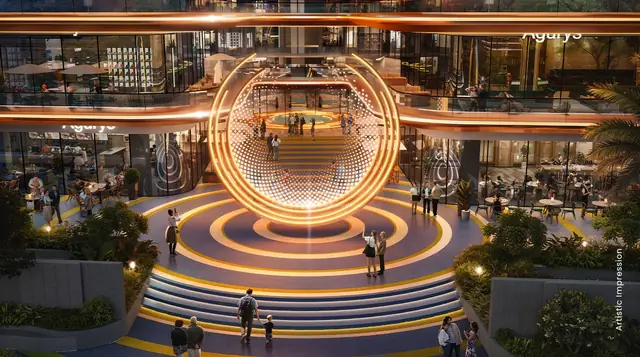 M3M Jewel Crest Avenue, arrival plaza with a ring sculpture and steps (artist's impression)