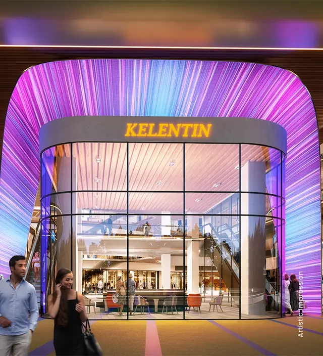 M3M Jewel Crest Avenue, double-height glass shopfront entrance (artist's impression)