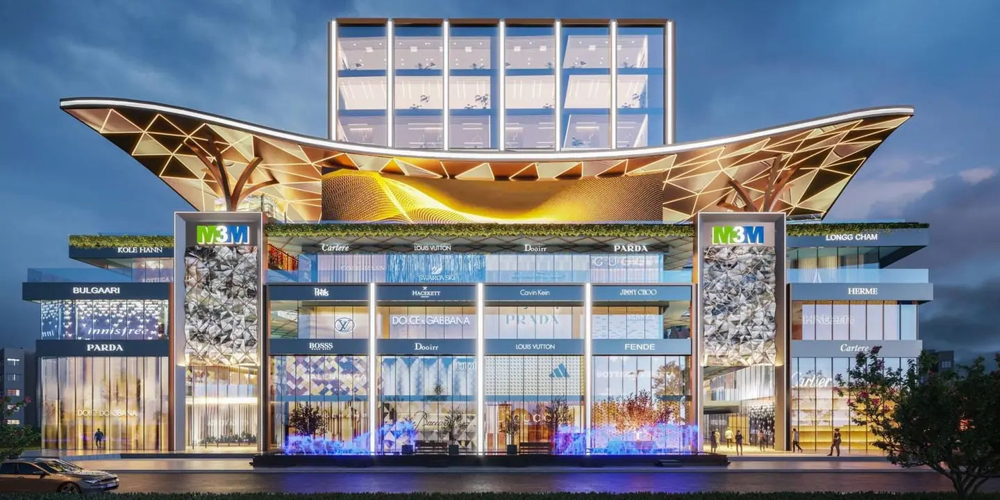 M3M Jewel – full-width retail frontage at night (artist's impression)