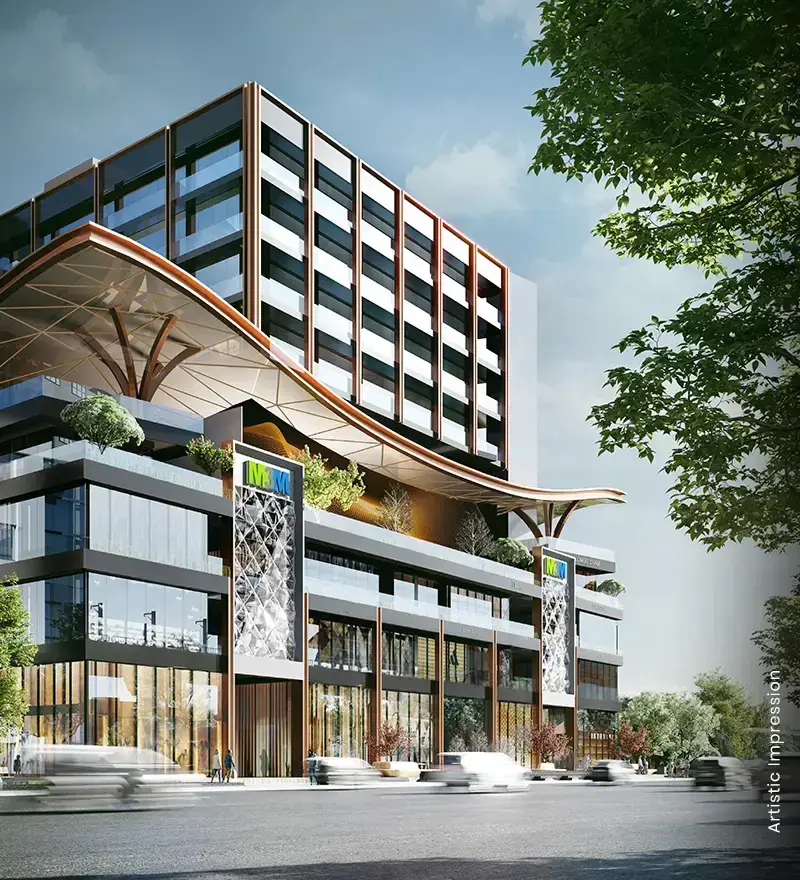 M3M Jewel – retail podium and office floors seen from the street (artist's impression)