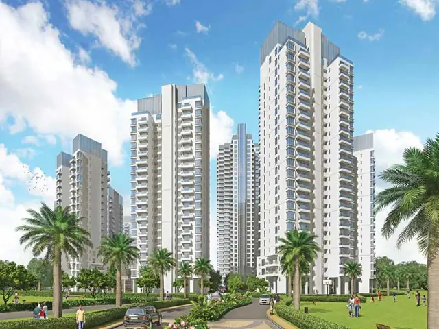 M3M Merlin – residential towers and landscaped entrance (artist's impression)