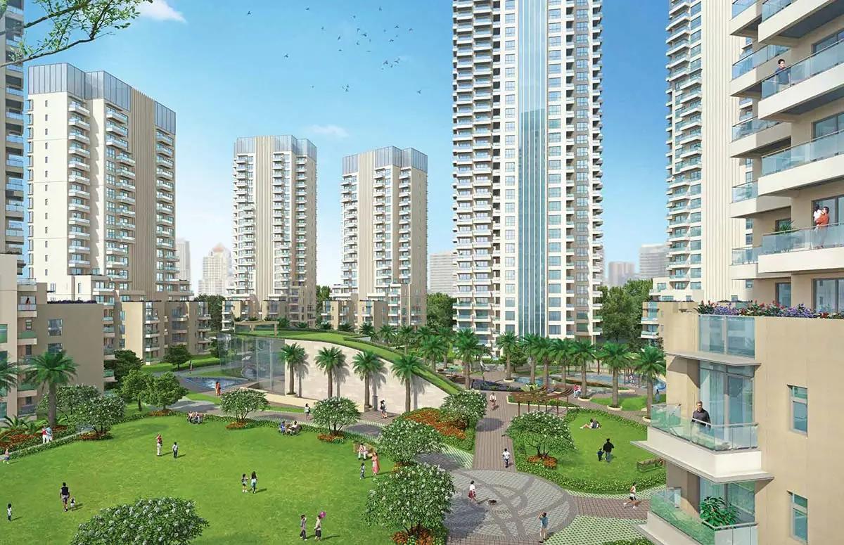 M3M Merlin – central landscaped greens between the towers (artist's impression)