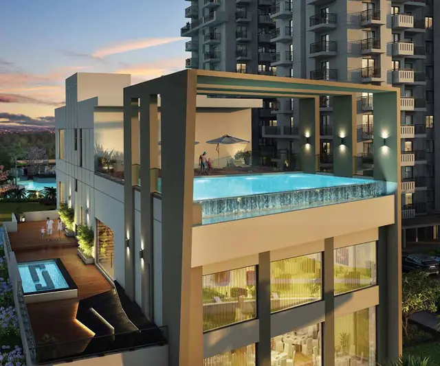 M3M Natura – clubhouse with glass-edged rooftop pool (artist's impression)