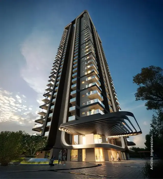 M3M Opus – tower and sculpted entrance canopy (artist's impression)