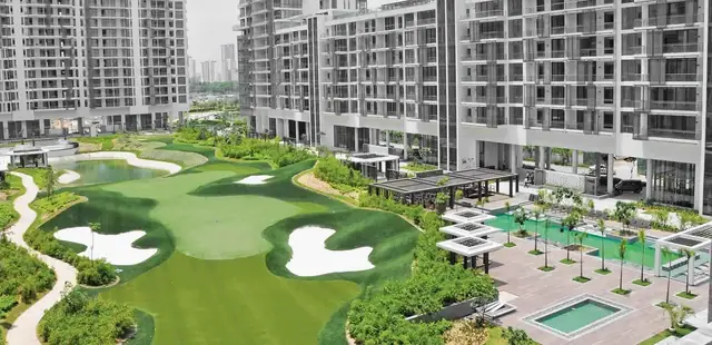 M3M Panorama Suites – golf greens and pool deck at M3M Golf Estate