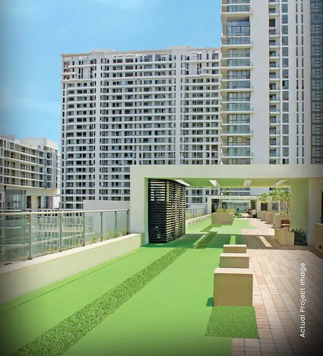 M3M Panorama Suites – outdoor deck and pavilion (actual photograph)