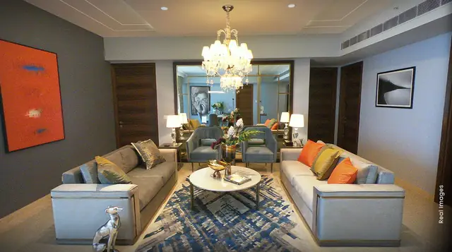 M3M Panorama Suites – living room (real image)