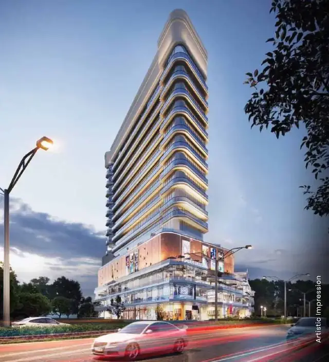 M3M Paragon57 – tower and retail corner from the junction (artist's impression)