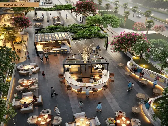 M3M Paragon57 – open-air dining plaza (artist's impression)