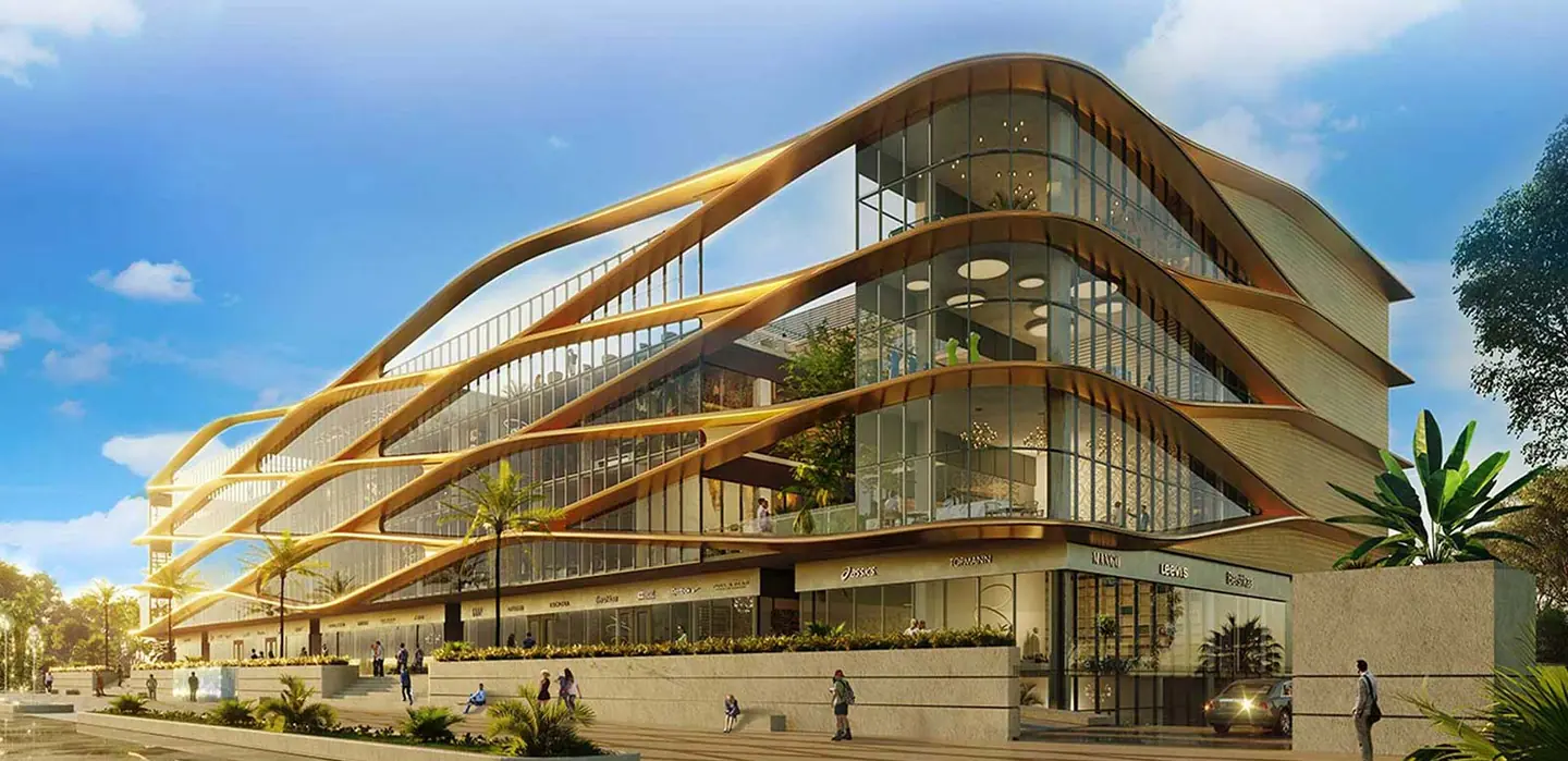 M3M Prive 73 – street view of the stacked retail levels (artist's impression)