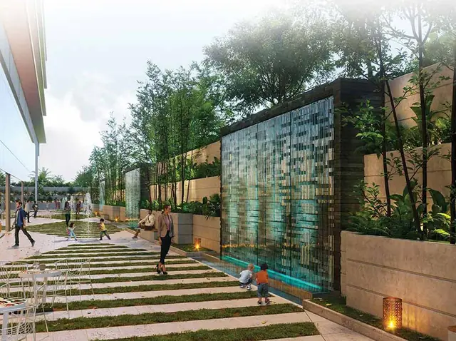 M3M Prive 73 – landscaped court with water wall (artist's impression)