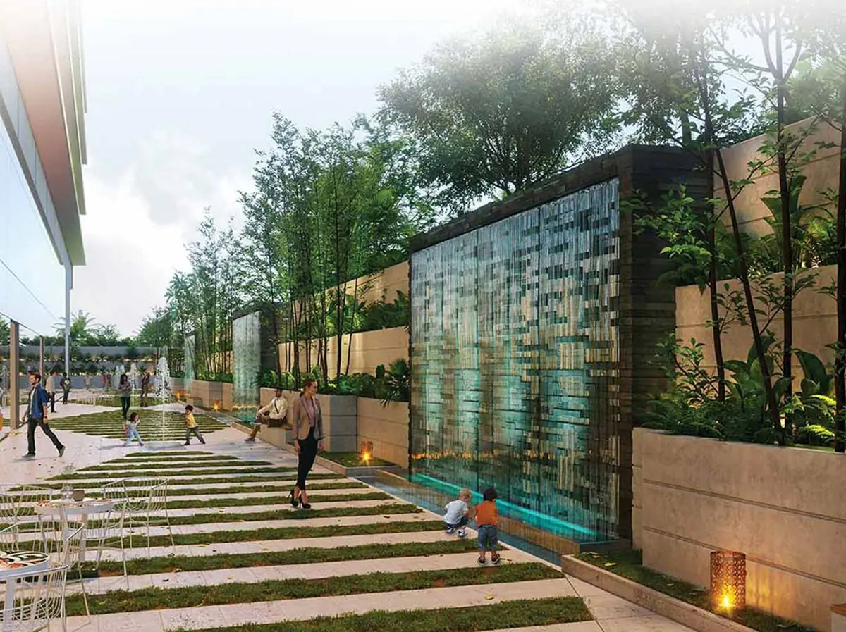 M3M Prive 73 – landscaped court with water wall (artist's impression)