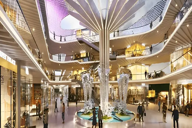 M3M Route65 – central atrium with sculptural canopy (artist's impression)