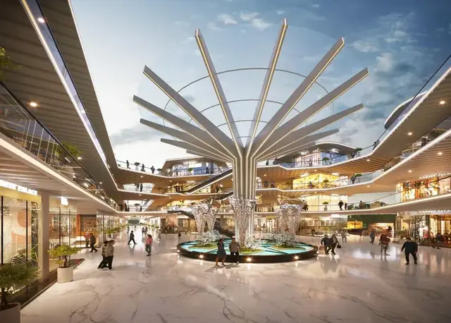 M3M Route65 – atrium plaza with water feature (artist's impression)